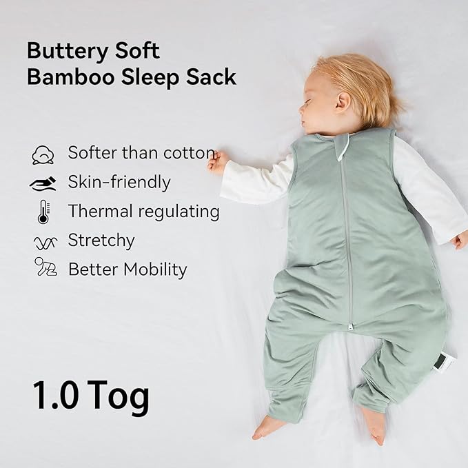 BubblePanda Rayon Made from Bamboo Toddler Sleep Sack with Feet 1.0 Tog Ultra Soft Toddler Sleeping Sack 3t-4t Sleep Bag Walker Quilted Wearable Blanket with Legs 2-Way Zipper Lightweight Extra Long