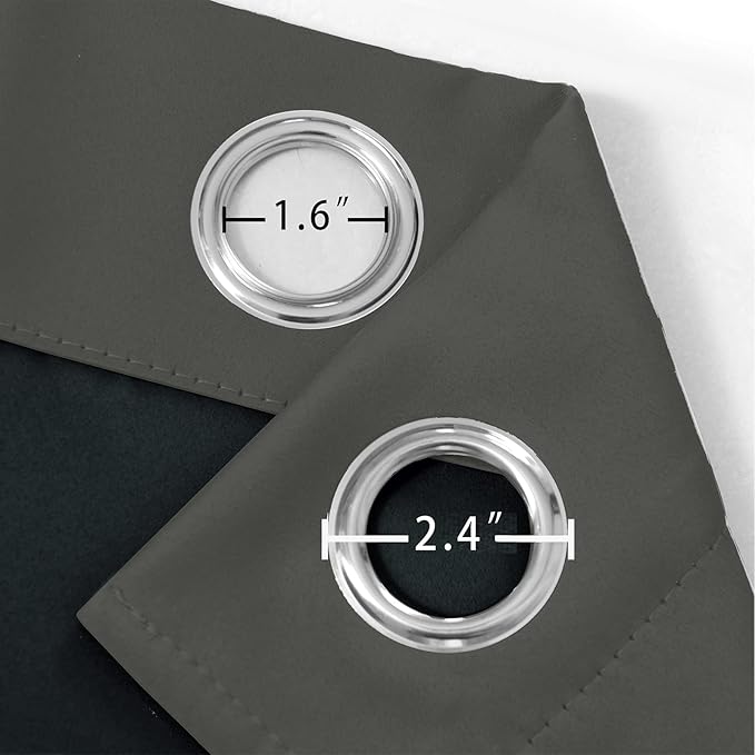 LEMOMO 100% Blackout Curtains 52 x 63 Inch Grey Curtains 2 Panels Darkening Thermal Insulated Bedroom Curtains