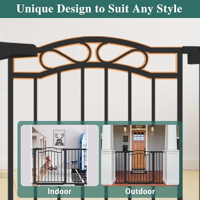 Fairy Baby 81.9"-84.6" Extra Wide Baby Gate for Stairs, Pressure Mounted Auto Close Child Safety Gate with Door No Drill, Large Long Pet Dog Gate for The House Doorways, 82 83 84 Inches Wide, Black