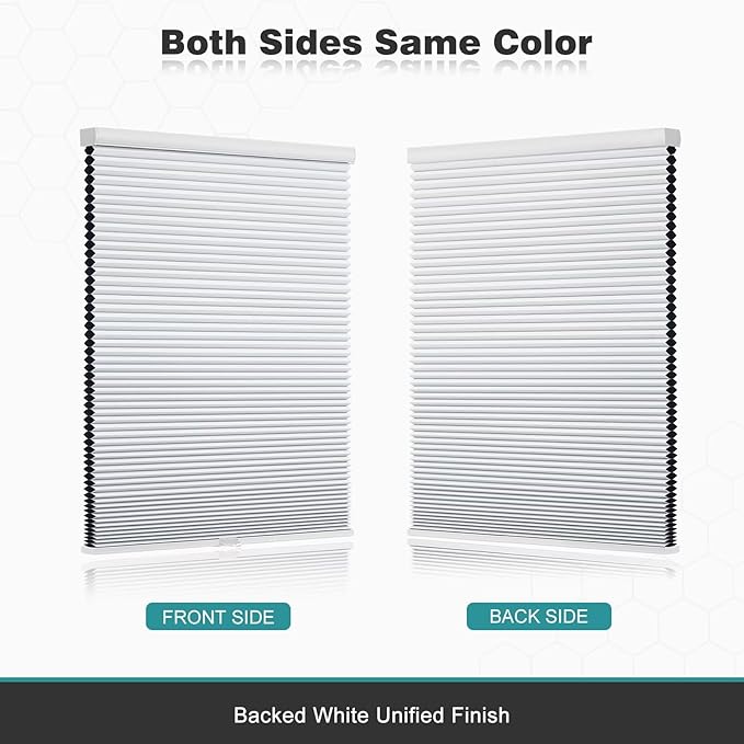 Changshade Cordless Cellular Shades, Blackout Honeycomb Shades for Windows, Pull Down Pleated Blinds, Easy to Install for Indoor Windows and French Doors,64" W x 72" H, White