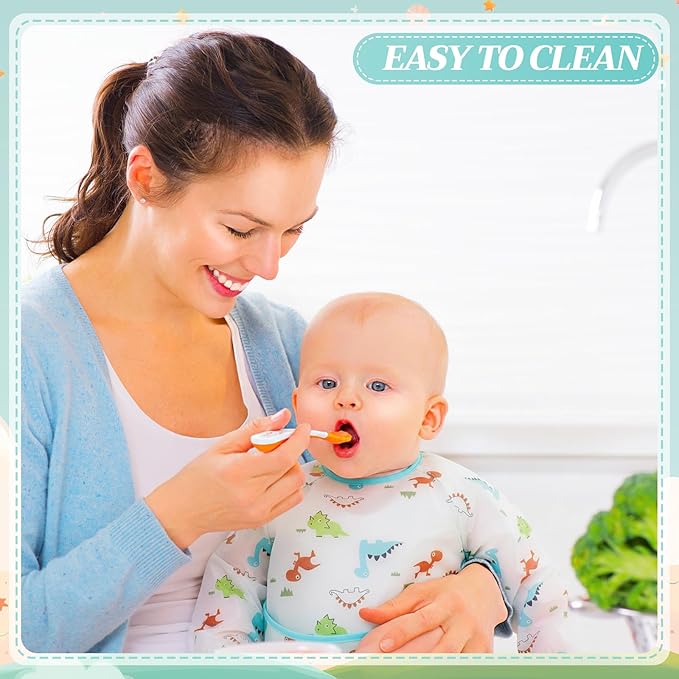 Tarpop Long Sleeve Bibs Infant Smocks Multi Pack Waterproof Soft Sleeved Bibs for Babies Toddler Eating Feeding