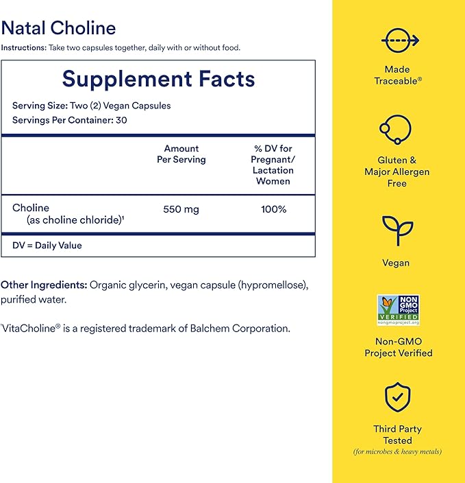 Ritual Natal Choline Supplement, 550mg, Supports Baby’s Cognitive Function When Taken During Pregnancy and Choline Content in Breastmilk*, 30 Day Supply