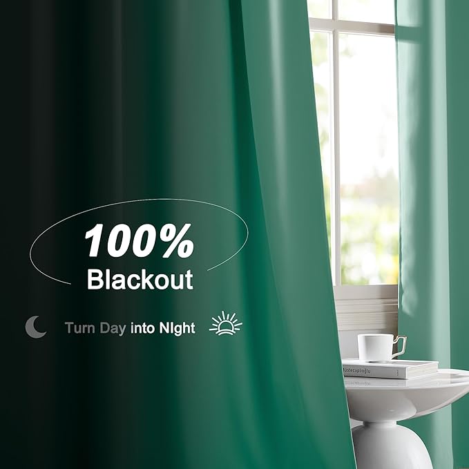 NICETOWN Aqua Blue 100% Blackout Curtains, 2 Panels 52x84 Inches, Thermal Insulated Energy Efficient Window Draperies for Bedroom & Living Room, Shading Drapes for Light Sleepers, Rod Pocket Back Tab