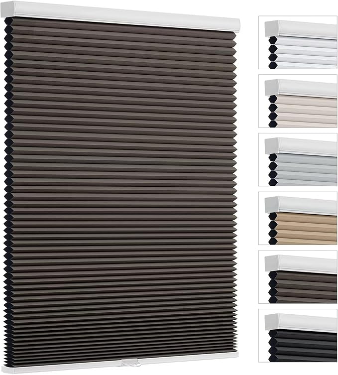Changshade Cordless Blackout Cellular Shades for Indoor Windows Doors, Black Out Room Darkening HoneyComb Blinds Thermal Insulated 1.5 Inch Cell for Home, Bedroom, Bathroom, Nursey, 23"W×64"H, Taupe