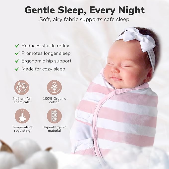 Mama Cheetah Baby Swaddle Sack, Organic Swaddle Blanket, Newborn Swaddling Sleep Sacks, Adjustable Infant Swaddle Wrap, Easy Swaddles for Boy Girl 0-3 Month, Love You