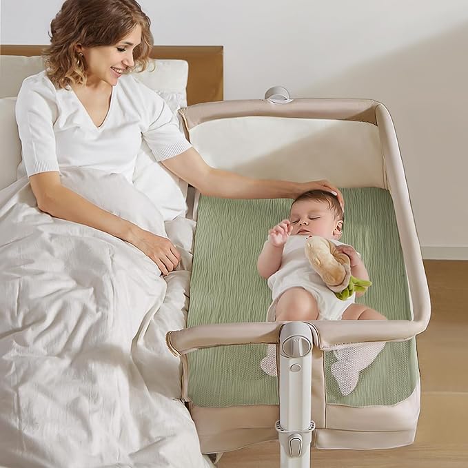 lulumoon Baby Bassinet Sheets Muslin: Cotton Bedside Bassinet Sheets Floral for Girls - Fitted for Bedside Sleeper Mattress