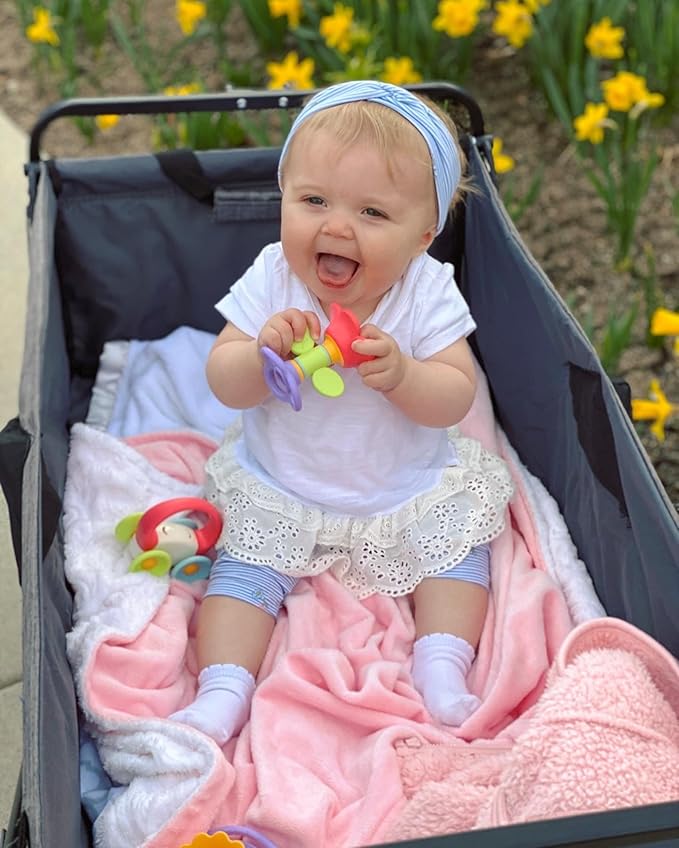 BaBeloved Spinning Flower Baby Teething Toys Multiple Sensory Montessori Durable Cute Infant Soft Food-Grade Teethers for Baby Rattling Teething Relief, Chew Toy for Babies 0-12 Months, BPA Free