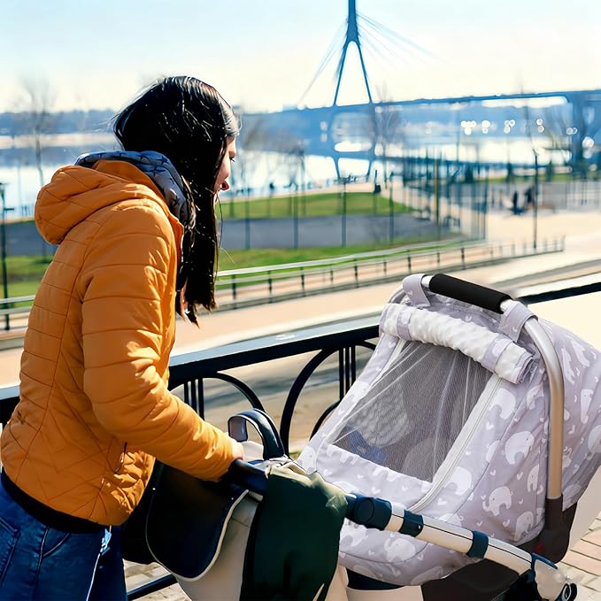 Baby Car Seat Cover, Mink Dot Infant Car Seat Cover for Girls Boys, Universal Carseat Cover with Mesh Peep Window & Sun Shade, Breathable Baby Carrier Canopy Cover for Spring Autumn