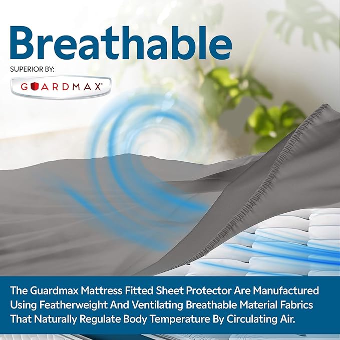 Guardmax Jersey Knitted Crib Size Mattress Protector - Waterproof & Dust Mite Proof Mattress Cover with Stretchable Pockets - Soft, Comfortable, & Noiseless Waterproof Fitted Sheet.(28 x 52 x 7)