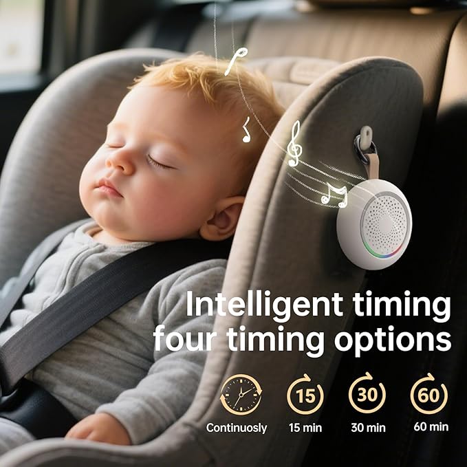 AMZSA White Noise Sound Machine for New Baby & Adults – 24 Sleep Sounds Including Rain, Green & Pink Noise, Portable Noise Canceling Sound with Timer, Night Light & Rechargeable, for Sleeping & Travel