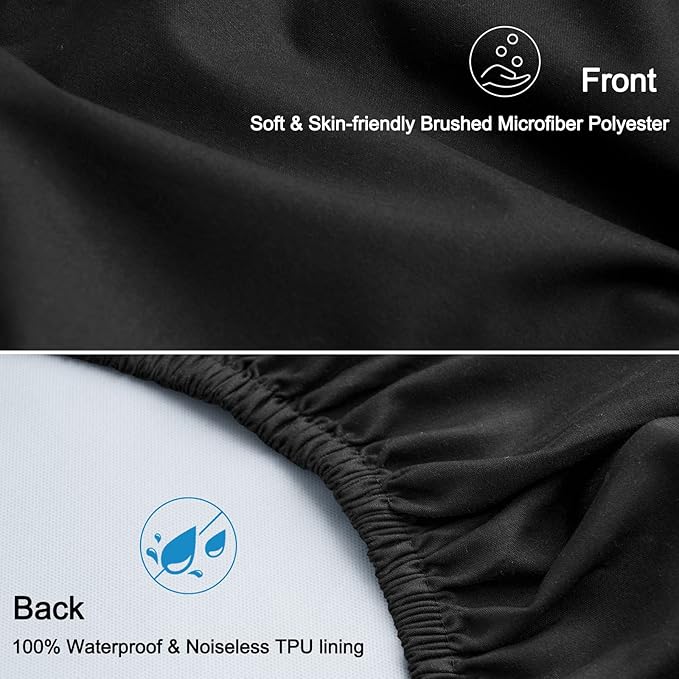 david's kids Waterproof Crib Sheets Fitted 2 Pack, Ultra Soft Breathable Crib Mattress Protector for Boys Girls Neutral, Fit Standard Crib Mattress and Toddler Mattresses, Black