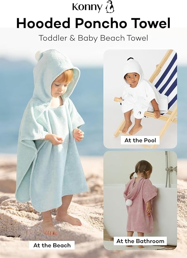 Konny Baby Hooded Towel Plush Thick & Cozy Soft-Touch Absorbent Rayon from Bamboo Cotton Baby Bath Beach Towel, Oeko-TEX, Newborn Boys Girls Toddler (Beige, Medium)