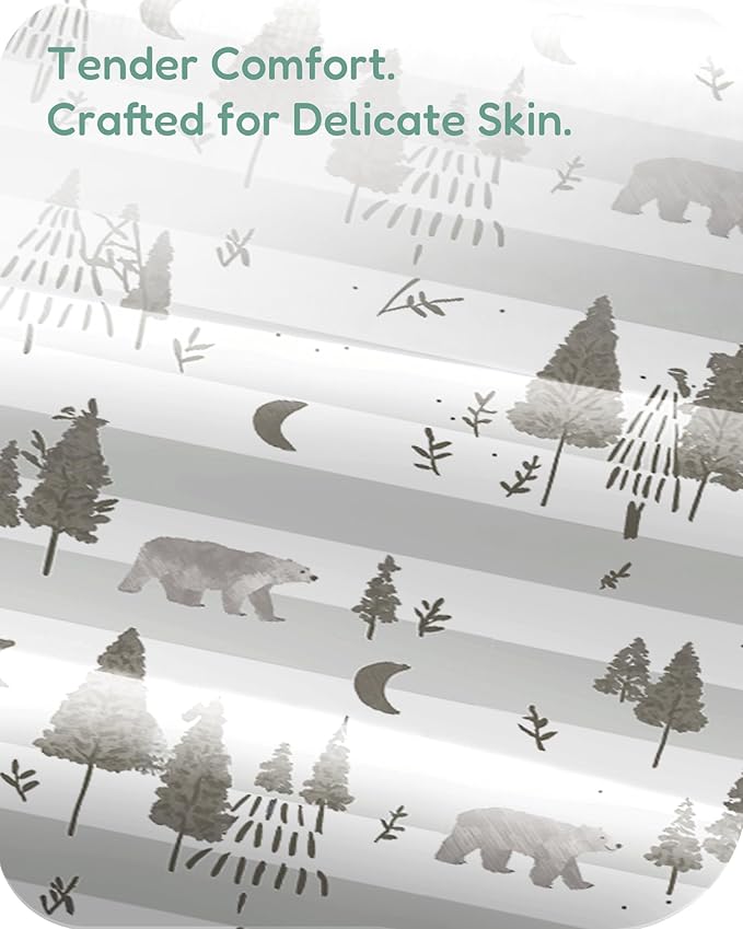 Baby Crib Sheets Boy Girl for Standard Crib Mattress - Beige Trees&Leaf, Breathable and Snug, Fits 28''x52''x9'' Extra Deep Pocket