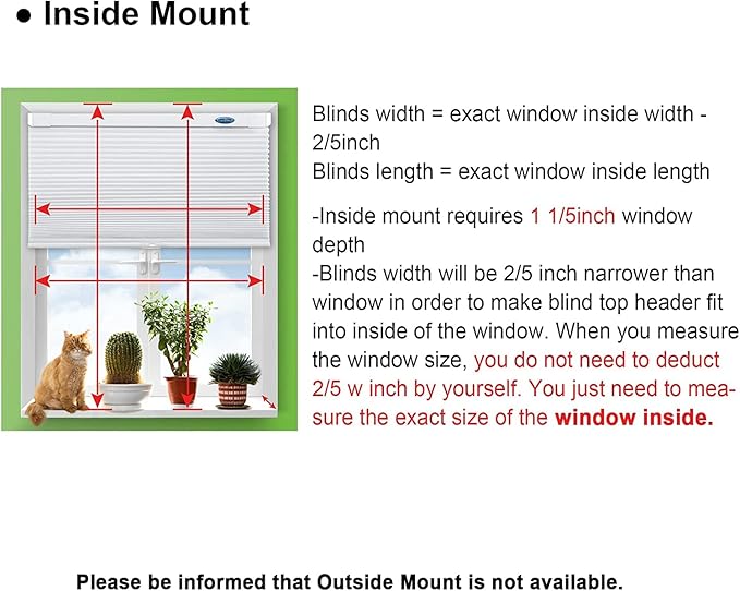 LazBlinds Cordless Cellular Shades, No Tools No Drill Blackout Honeycomb Shades Pleated Blinds for Windows, 35 1/2" W x 64" H, Yellowish-Brown
