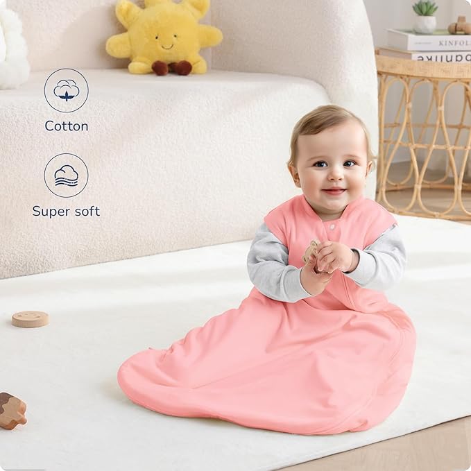 usbettas 1.0 Tog 2.5 Tog Baby Sleep Sack, 100% Cotton Baby Sleeping Bag 3-24M, 2-Way Zipper Baby Wearable Blanket