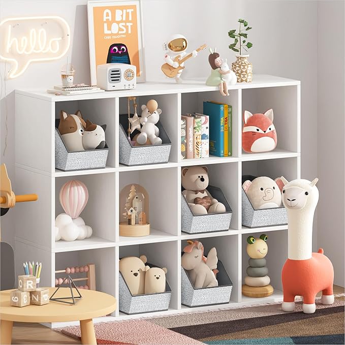 Large Closet Storage Cubes - Closet Storage Bins with Dual Handles for Clothes, Towels, Toys, Shelf Organizer Bins for Bedroom, Nursery, Shelves, Small Spaces, Ant Light Gray, 6 Pack