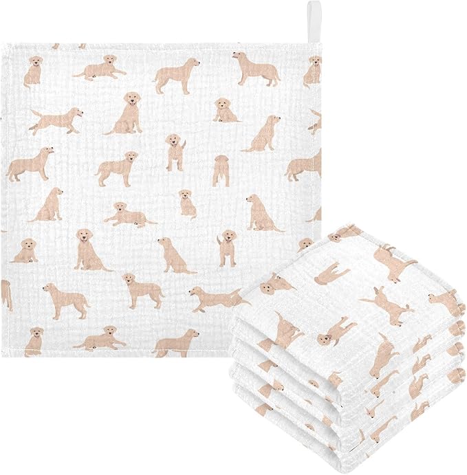 vvfelixl Baby Cotton Washcloths Labrador Retriever Dog Infants Bath Towel for Unisex Face Towels for Newborn, Natural Baby Wipes Delicate Skin, 11.8 X 11.8 inch, one sizex5