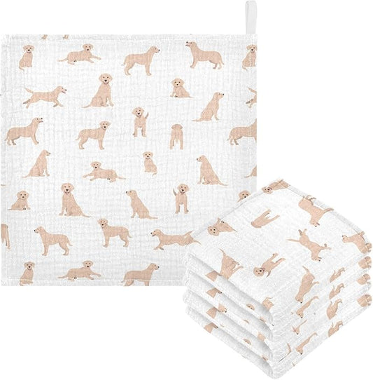 vvfelixl Baby Cotton Washcloths Labrador Retriever Dog Infants Bath Towel for Unisex Face Towels for Newborn, Natural Baby Wipes Delicate Skin, 11.8 X 11.8 inch, one sizex5