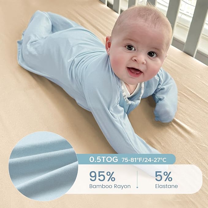 ZIGJOY Shark-Fin Transitional Swaddle for Newborn - 0.5 Tog Rayon Made from Bamboo Transition Swaddle Sleep Sack 6-12 Months Baby Arms Up Swaddle Blanket with 2-Way Zipper, Green&Blue