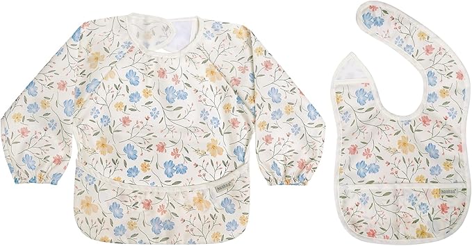 haakaa Long Sleeve Baby Bib, Waterproof & Adjustable Baby Smock Bib for Eating, Painting & Play, Easy Wipe Clean, 6–24M