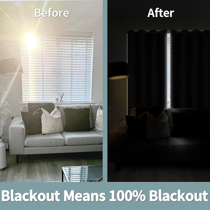 BGment Short Blackout Curtains 30 Inch Length 2 Panels, Thermal Insulated Total Light Blocking Curtains for Bedroom, Grommet Window Drapes with Thick Black Liner, 42 Inch Wide Each Panel, Dark Grey