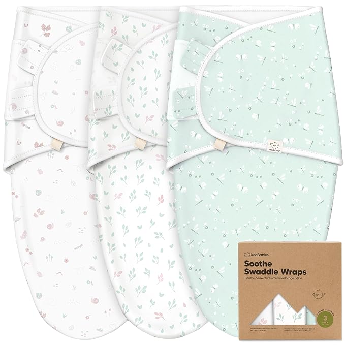 3-Pack Organic Baby Swaddle Sleep Sacks - Swaddles for Newborns, Infant 0-3 Months, Baby Girls, Boys, Soft & Snug Newborn Sleep Sack, Nursery Swaddling Blankets (Garden)