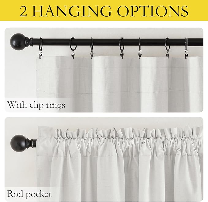 NICETOWN 100% Blackout Curtains for Living Room with Thermal Insulated White Liner, Off White, W52 x L84, 2 Panels, Linen Blend Retro Curtains Privacy Drapes for Farmhous, Bedroom, Nursery