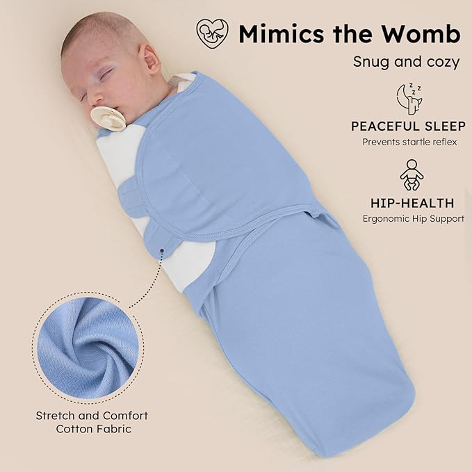 Yoofoss Baby Swaddles for Newborns 100% Organic Cotton, Adjustable Swaddle Sleep Sack 0-3 Months Newborn Swaddle Sack, Breathable Soft(Small)