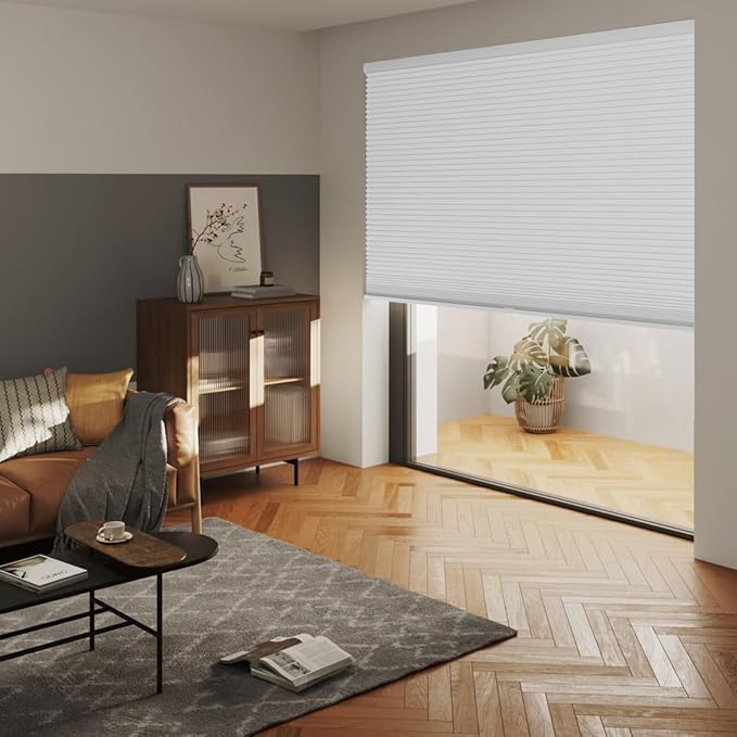 MYshade Cordless Blackout Cellular Shades for Windows, Honeycomb Window Shades with Thermal Insulation, Child & Pet Safe Room Darkening Shade, Easy Install,42" W x 72" H, White