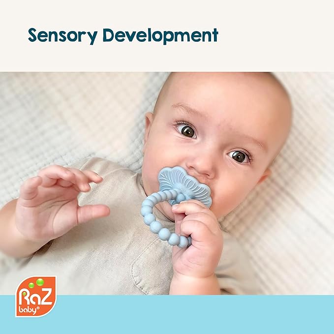 RaZbaby RaZberry Plus Baby Teether – Easy-to-Hold Toy for Front & Back Teething Relief, BerryBumps Texture for Sensory Development, Soothes Sore Gums, BPA-Free, Great Gift for Babies 3M+ – Black