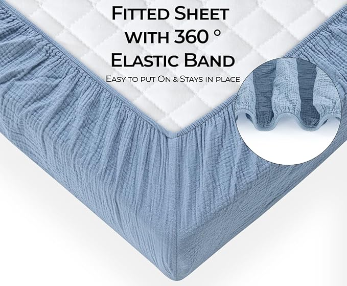 Dreamology Baby Crib Sheets,Muslin Crib Sheet Girls,Boys,Crib Sheet,Breathable Toddler Bed Sheets,2 Pack Crib Sheets Cotton for Standard Cribs, 52x28 Crib Mattress Sheets | Blue and Light Blue