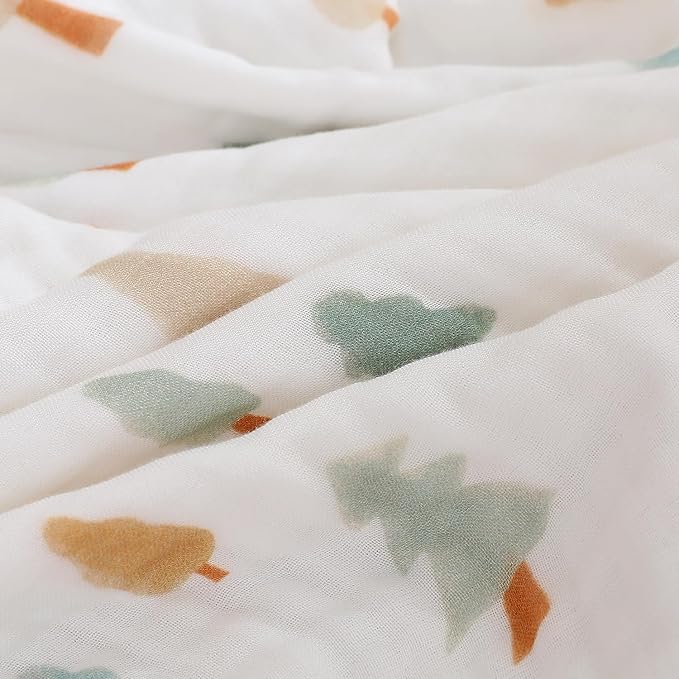 Pack of 2 Ultra Soft Cotton Muslin Baby Blanket Breathable Muslin Swaddle Blankets for Babies and Toddlers Boys Girls Newborn 43"X43" (Christmas Tree and Green)
