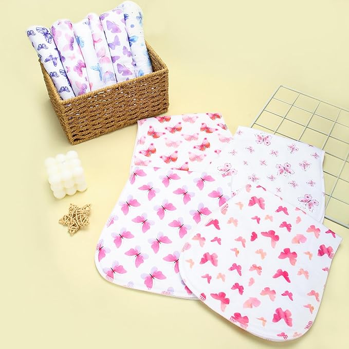Benoxine 10-Pack Burp Cloths for Baby Boys and Girls - Organic Baby Burp Cloth,Baby Washcloths, Burp Rags, Large Neutral Burp Clothes for Newborn