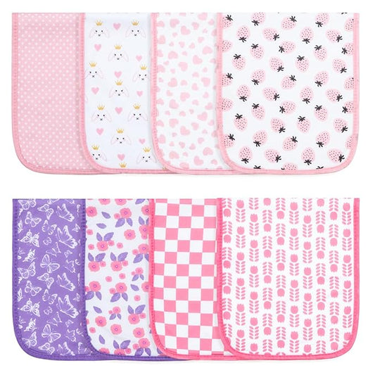 Hakochia Burp Cloths for Baby Boy & Girl Organic Cotton Large Unisex Burp Clothes Extra Absorbent Soft Neutral Burping Rags Spit Up Cloth Sets for Newborns 8 Pack