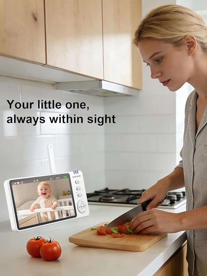 Video Baby Monitor with 2 Cameras, 5" LCD Display, No WiFi Hack-Proof Security, Remote Pan-Tilt-Zoom, 31H Battery Life, 1000ft Range, Night Vision, Temperature & Cry Alarms