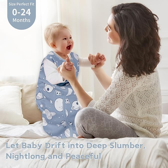 Wrrernsin 3 Pack Baby Sleep Sack 18-24 Months 100% Cotton TOG 0.5 Baby Sleeping Bag 2-Way Zipper Toddler Wearable Blankets Comfy Stretchy Summer Sleep Sacks