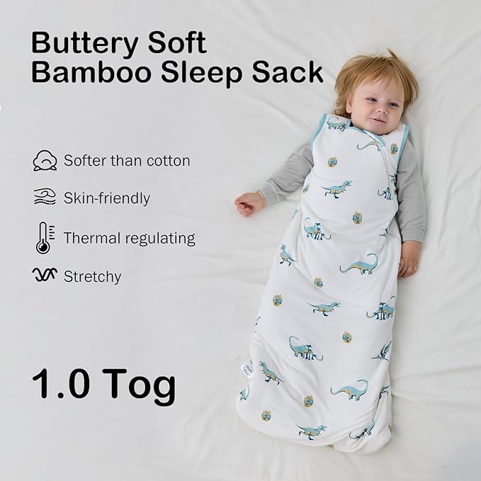 BubblePanda Rayon Made from Bamboo Sleep Sack 18-24 Months 1.0 Tog Soft Toddler Sleeping Sack 2t for Babies 2-Way Zipper Baby Wearable Blanket