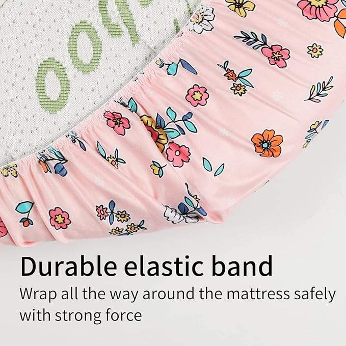 Onacosht Bassinet Sheets Set 3 Pack for Baby Girl, Stretchy Soft Jersey Knitted Fitted Sheet Universal for Oval Rectangle and Hourglass Bassinet Mattress, Flower, Rabbit and Owl Printing