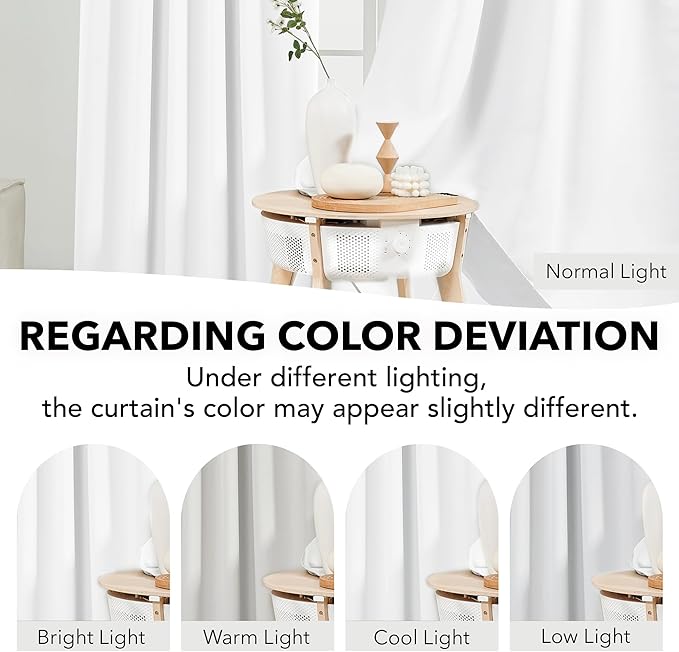 Deconovo Blackout Curtains for Bedroom & Nursery, Thermal Insulated Drapes, Back Tab & Rod Pocket, Noise Reducing, Energy Saving Room Darkening for Living Room White 52W x 54L Inch