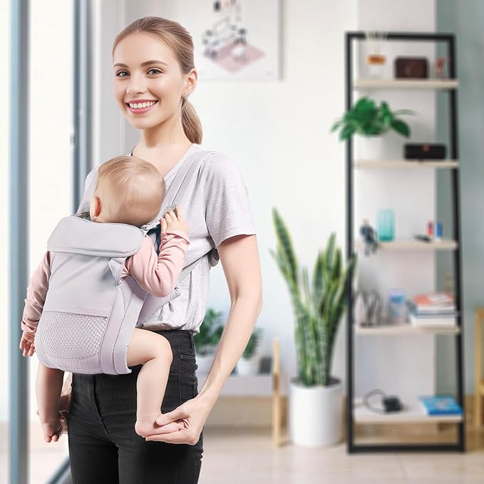 Baby Carrier Newborn to Toddler(7-30lbs), Toddler Carrier with Adjustable Shoulder Strap, Baby Holder Carrier with Breathable Mesh Fabric, Grey