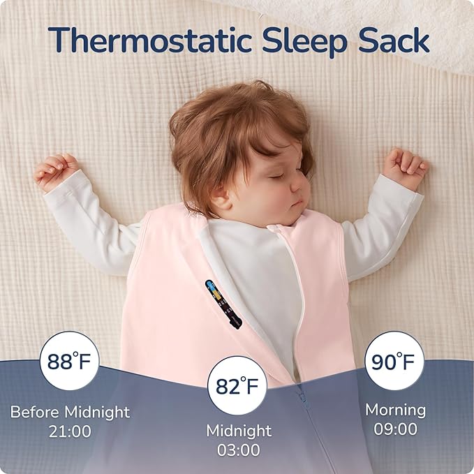 usbettas 1.0 Tog 2.5 Tog Baby Sleep Sack, 100% Cotton Baby Sleeping Bag 3-24M, 2-Way Zipper Baby Wearable Blanket