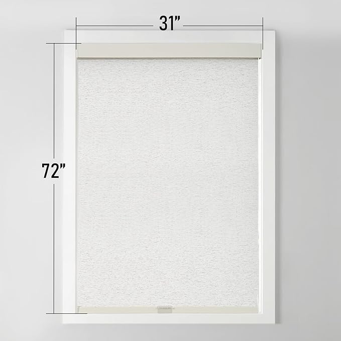 Cordless Blackout Roller Shades Blinds for Windows Free-Stop,Pull Down Room Darkening with Valance,Thermal Insulated Woven Fabric Window Door Blinds for Home,Office,Linen 31" W x 72" L