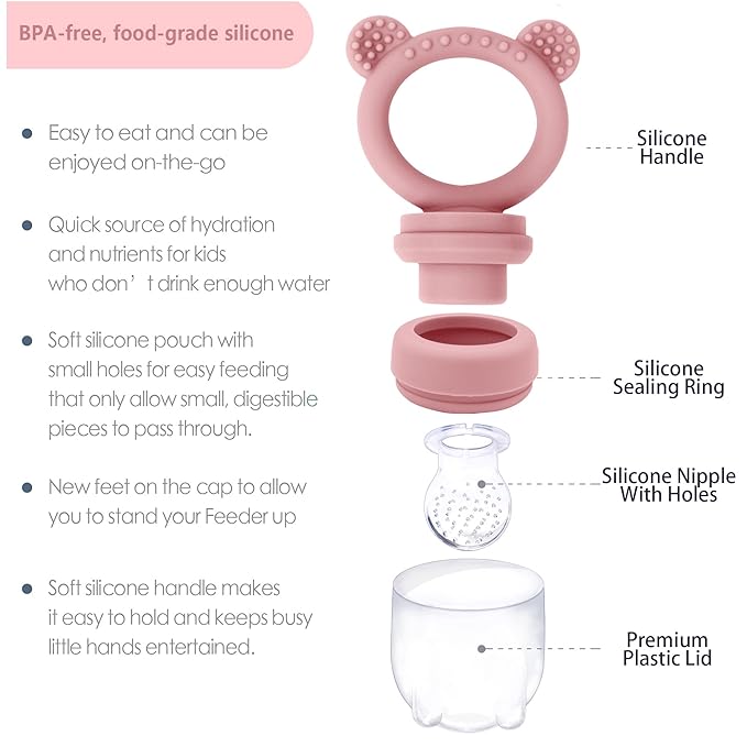 BigSpinach Silicone Baby Food Freezer Tray with Teething Popsicle Molds - Baby Fruit Feeder and Breastmilk Teether Combo