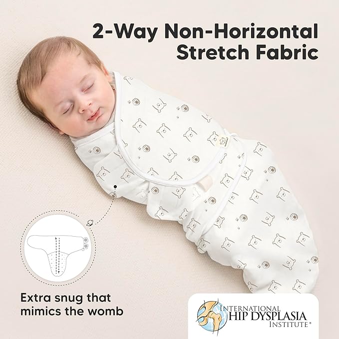 3-Pack Organic Baby Swaddle Sleep Sacks - Swaddles for Newborns, Infant 0-3 Months, Baby Girls, Boys, Soft & Snug Newborn Sleep Sack, Nursery Swaddling Blankets (Bumble Bear)