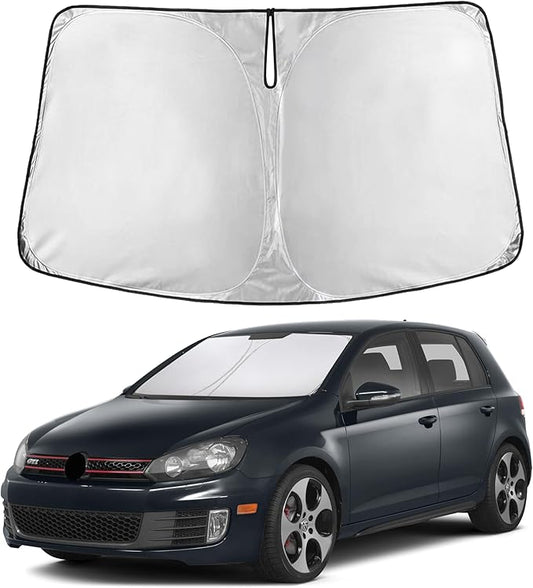 EcoNour Windshield Sun Shade for Volkswagen Golf MK6 2009–2014 | Front Window Sunshade | Foldable Car Sun Protector | Blocks UV Rays & Keeps Interior Cooler