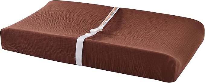 Changing Pad Cover for Baby Girls Boys - 100% Organic Cotton Muslin Changing Pad Sheets with Secure 360° Elastic Fit, Ultra-Soft for Delicate Skin, 2 Pack