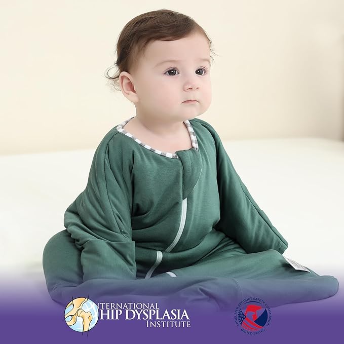 PuppyPaws Baby Sleep Sack 1.5 TOG, Transitional Swaddle 3-6 Months with Arms Up Length Sleeves and Mitten Cuffs, Reversible Wearable Blanket Baby, 95% Rayon derived from Bamboo, 5% Spandex