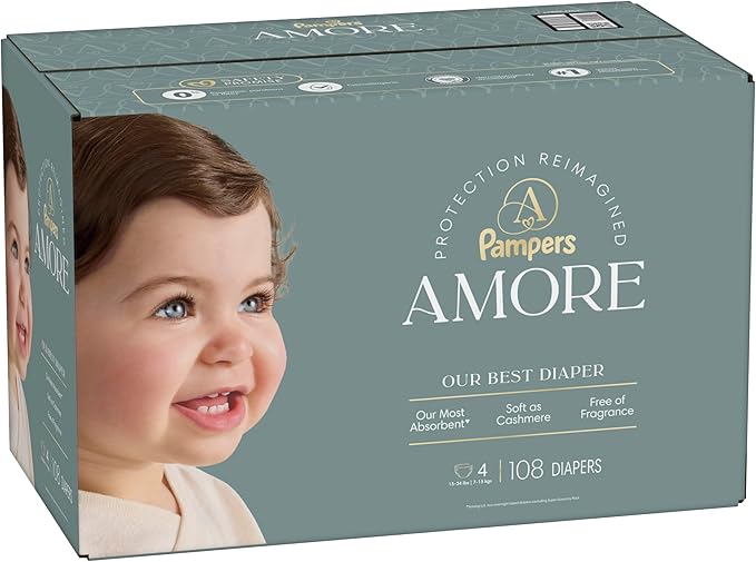 Pampers Amore, Size 4 (15-34 lbs), 108 Count, Our Best Diaper