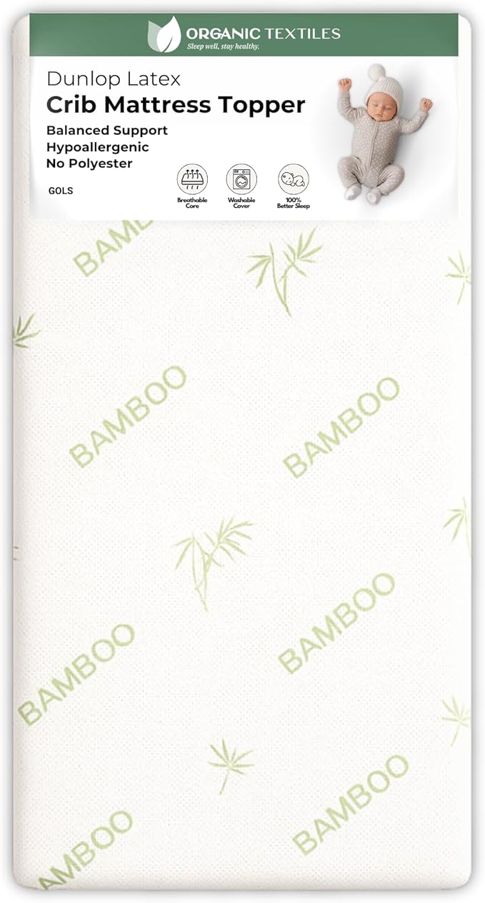 ORGANIC TEXTILES Organic Baby Mattress Topper with Rayon Derived Bamboo Cover - GOLS/GOTS Certified - Breathable - 2" Playard (38"x26")