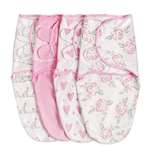 Organic Baby Swaddle Sleep Sacks, 4-Pack Swaddles for Newborns Baby Essentials, Infant 0-3 Months, 100% Cotton Soft & Snug Adjustable Wrap Nursery Swaddling Blankets Improves Sleep